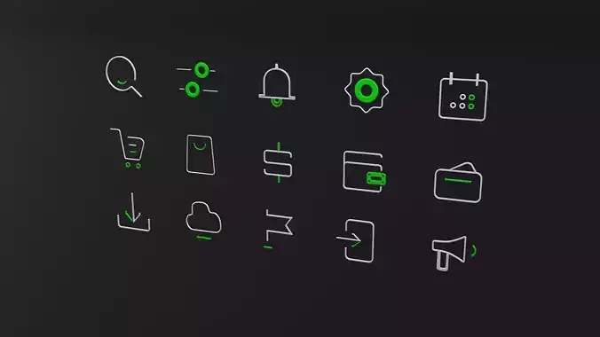 Simple UI icons 3D model