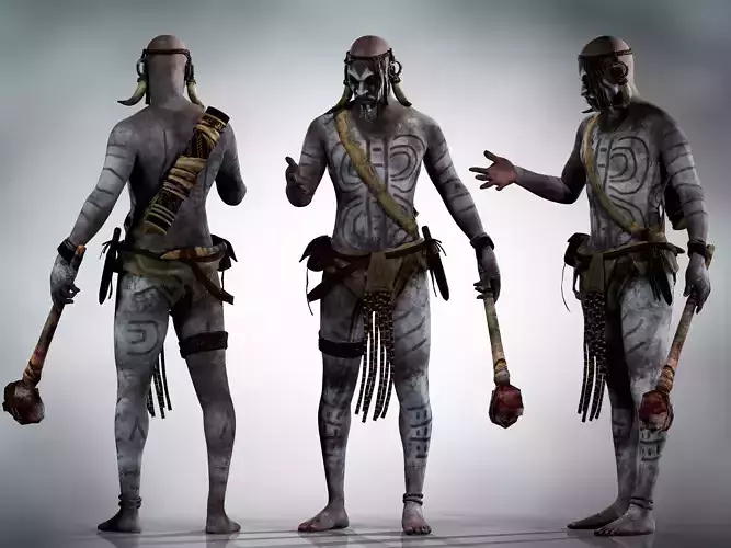 Native warrior Low-poly 3D model