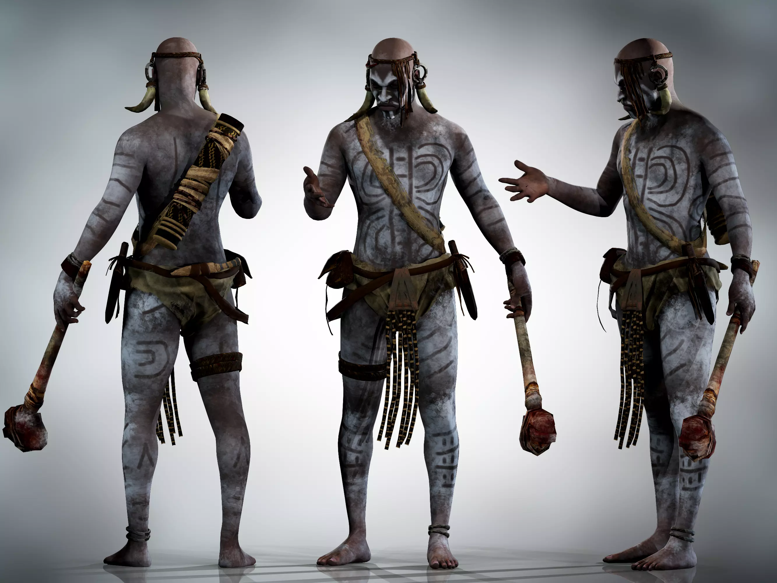 Native warrior Low-poly 3D model_0
