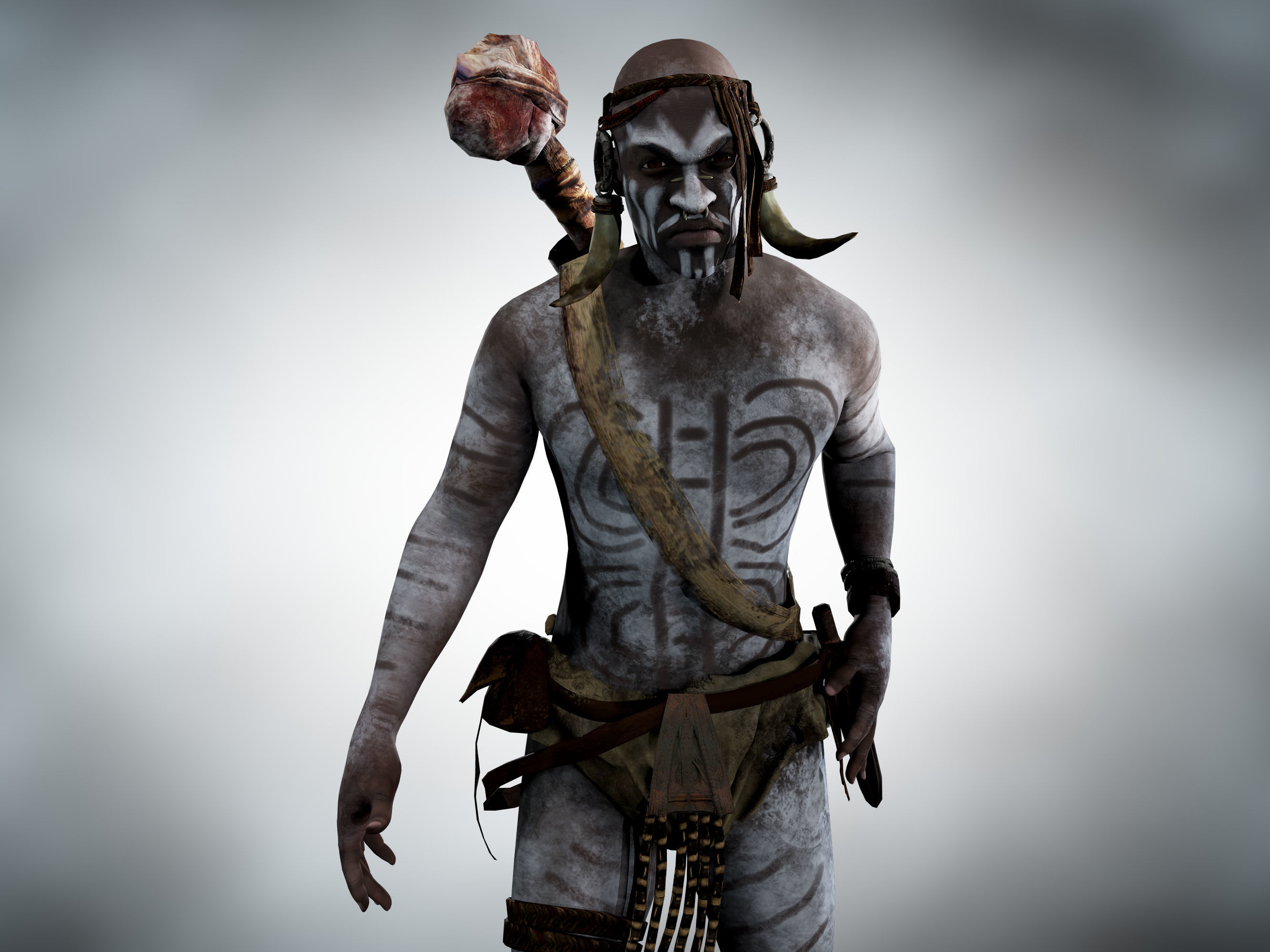 Native warrior Low-poly 3D model_6