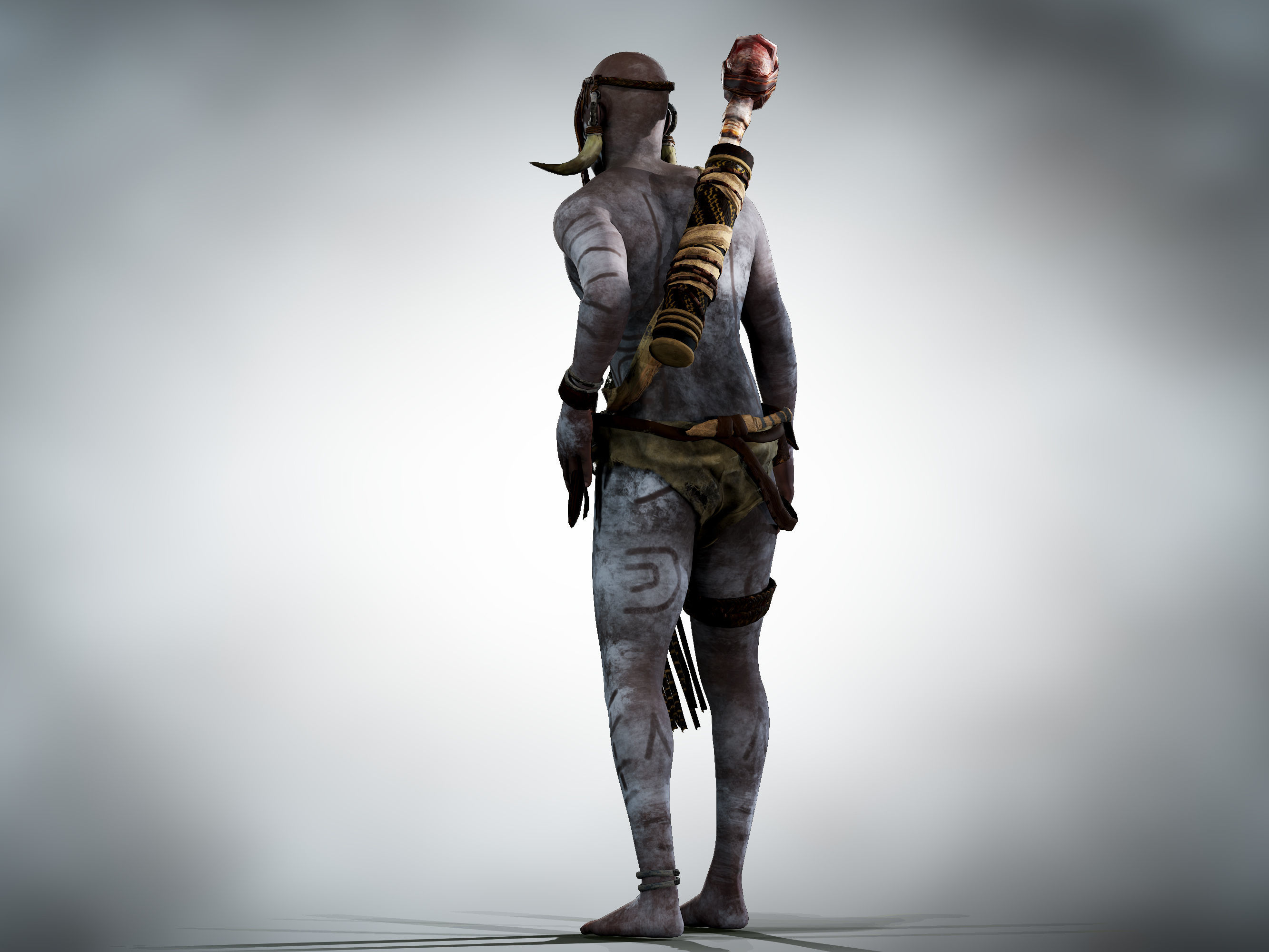 Native warrior Low-poly 3D model_10