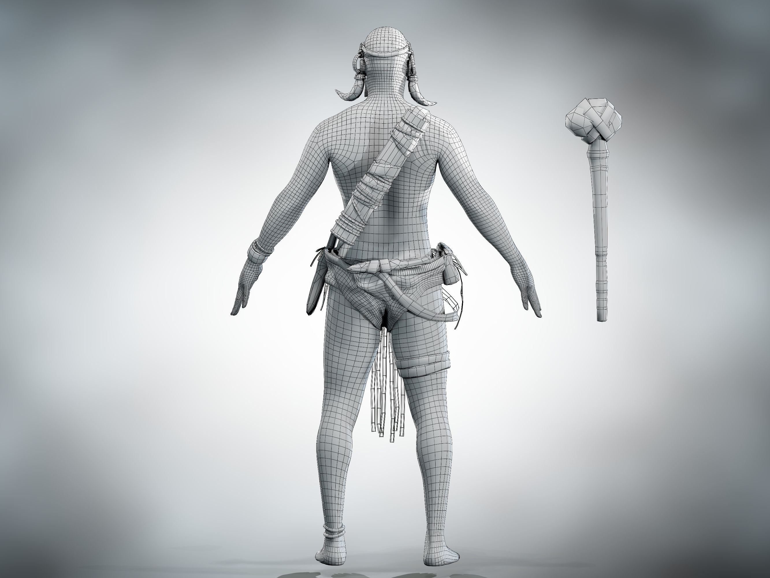 Native warrior Low-poly 3D model_12