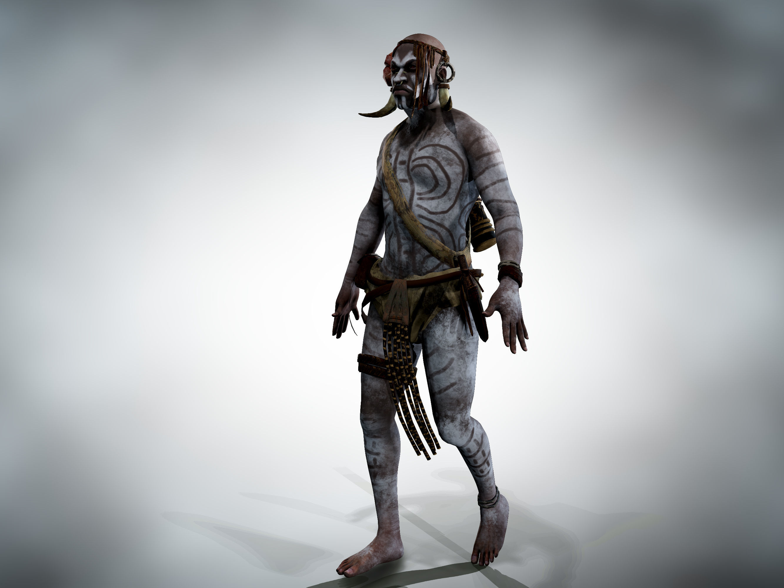 Native warrior Low-poly 3D model_11