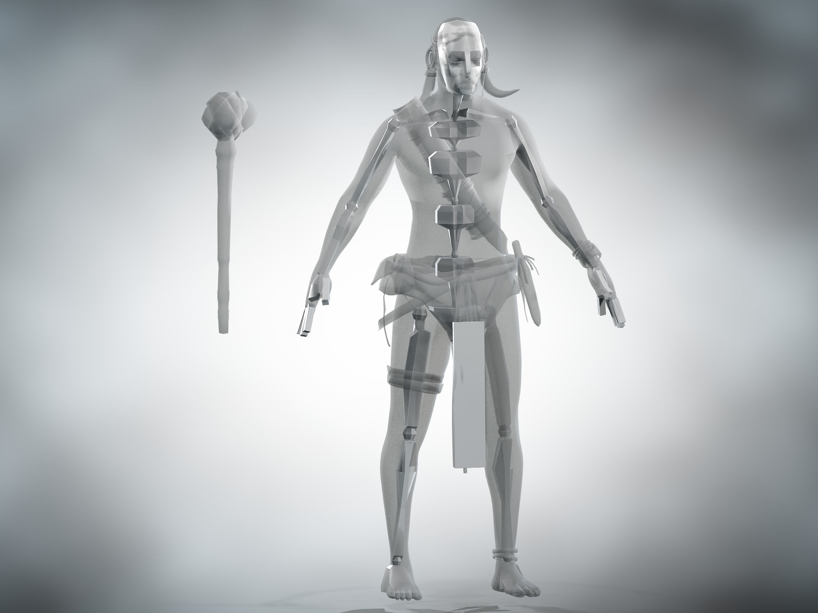 Native warrior Low-poly 3D model_14