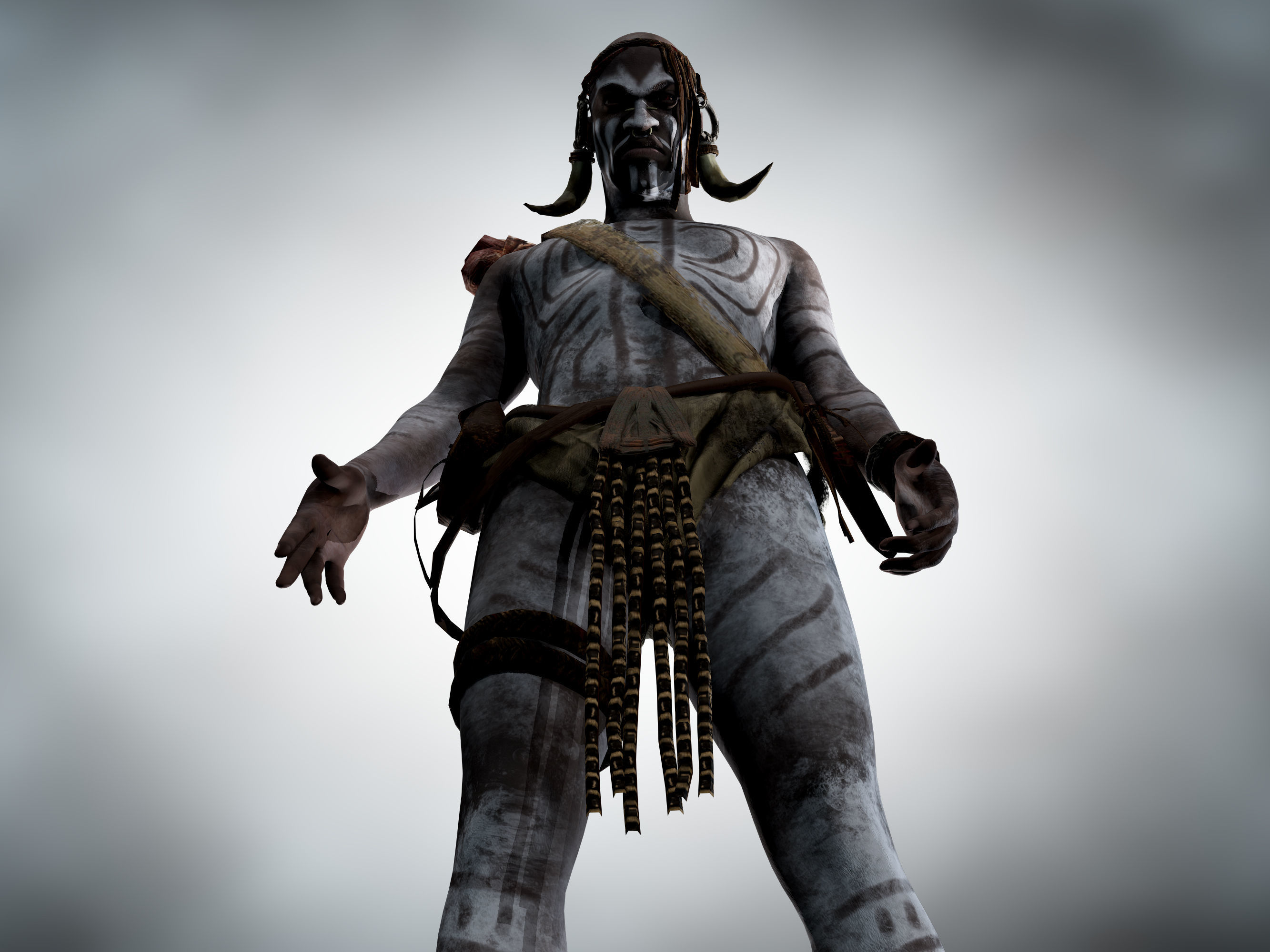 Native warrior Low-poly 3D model_3