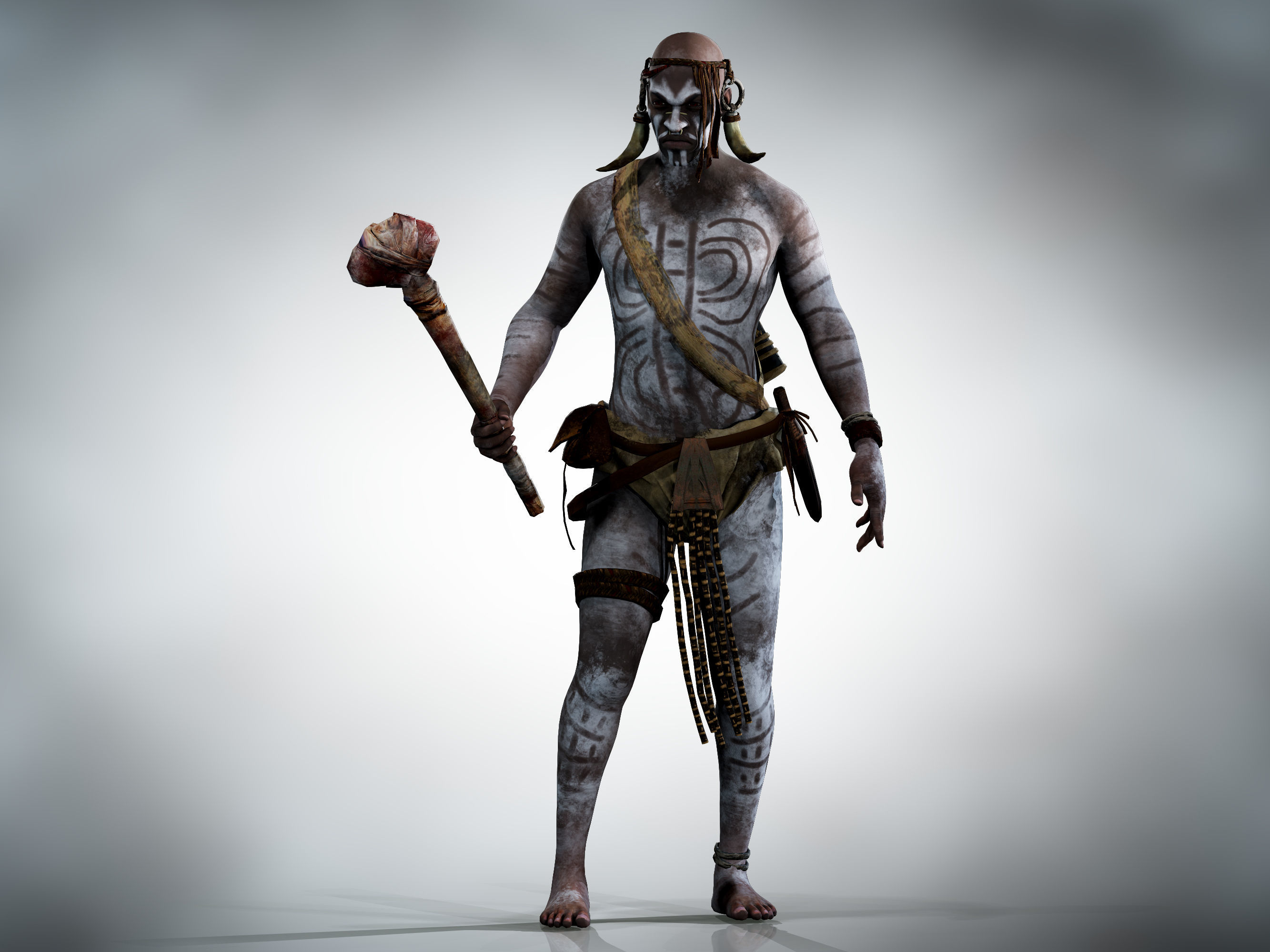 Native warrior Low-poly 3D model_1