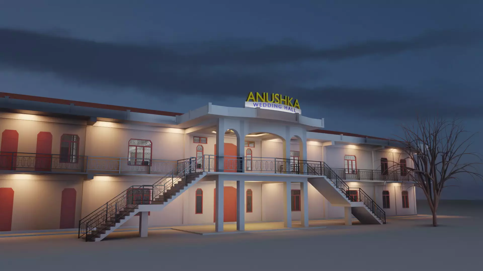 wedding hall Low-poly 3D model