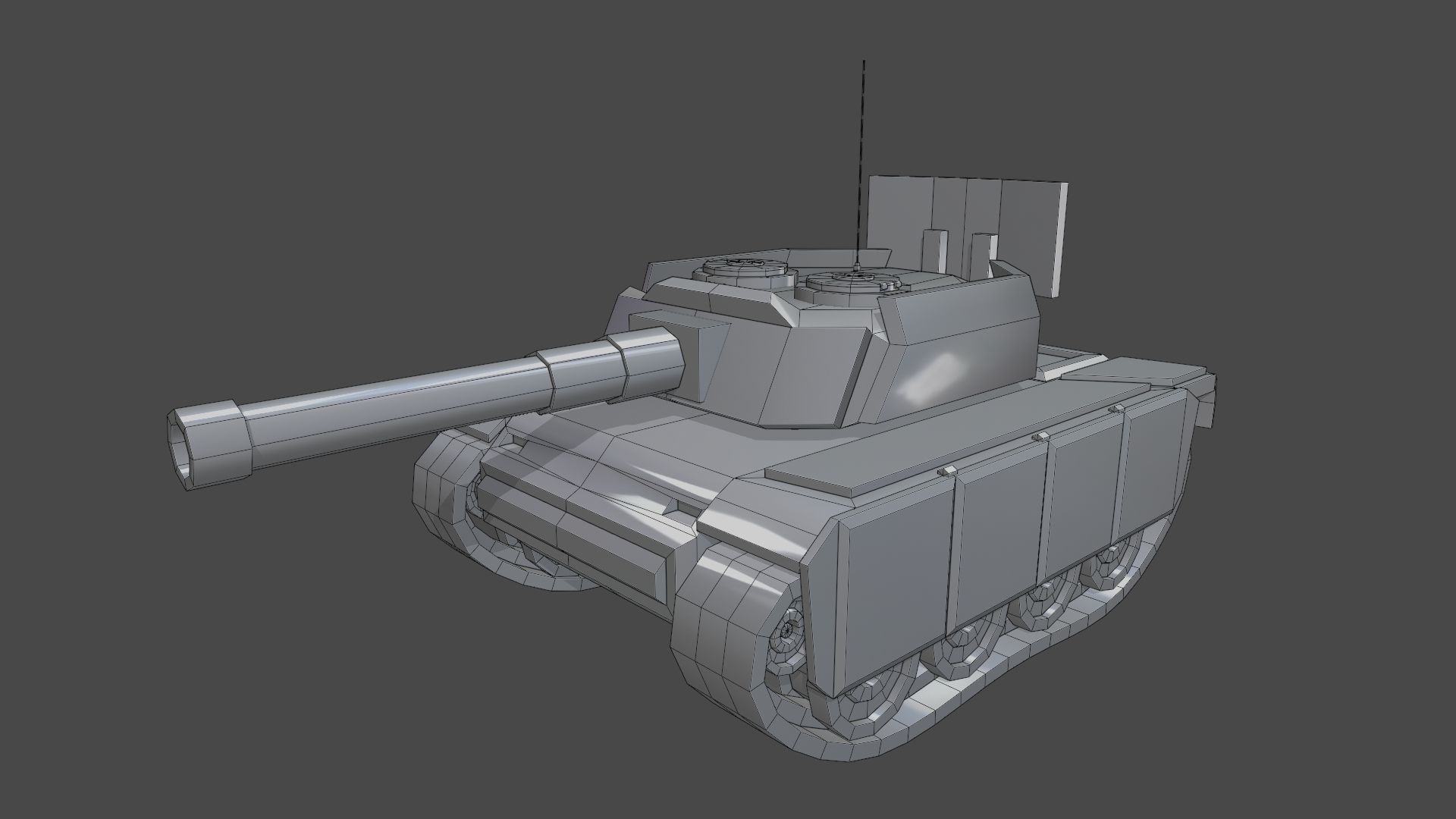 Simple Stylized Tank Low-poly 3D model_4