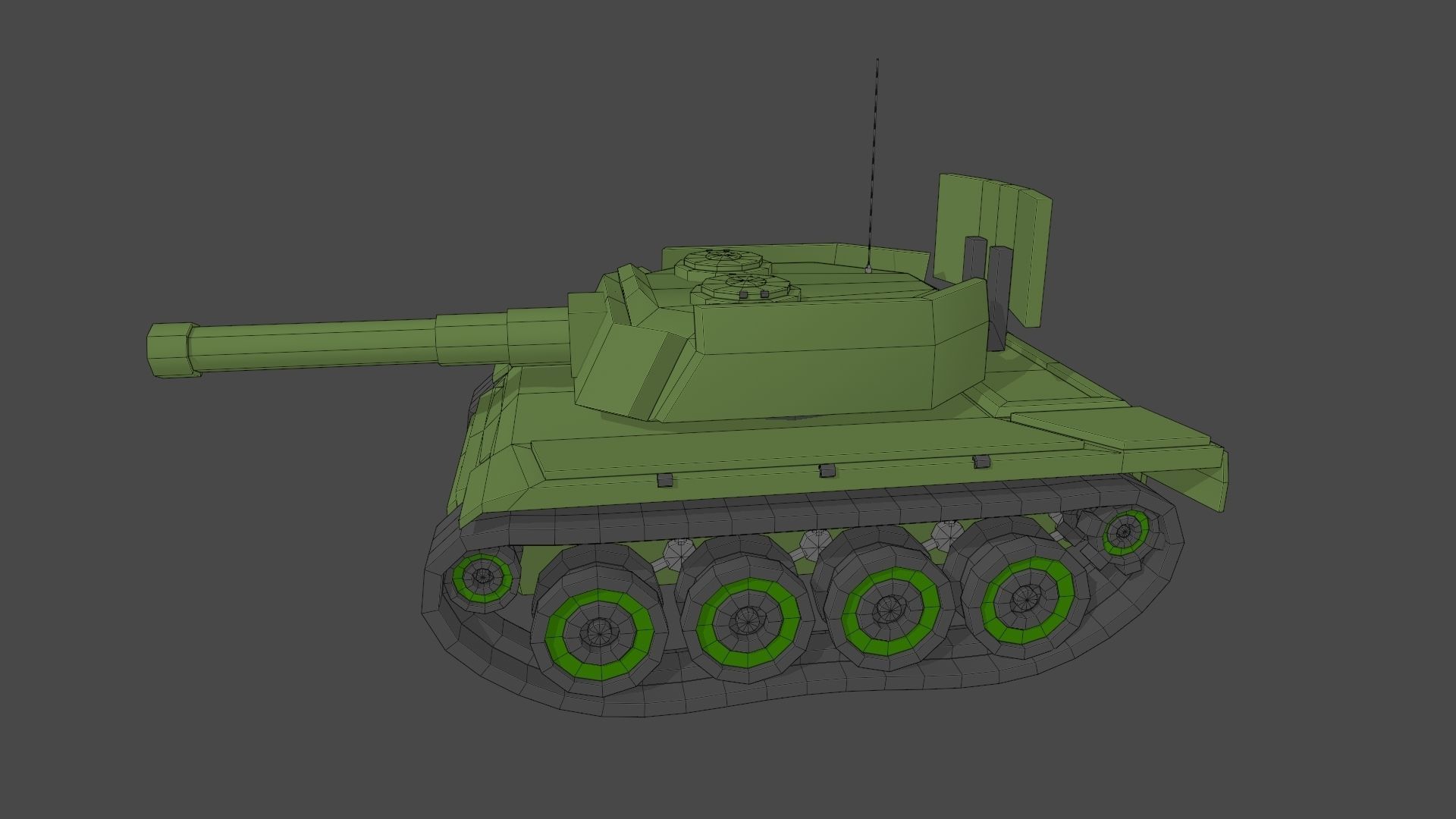 Simple Stylized Tank Low-poly 3D model_13