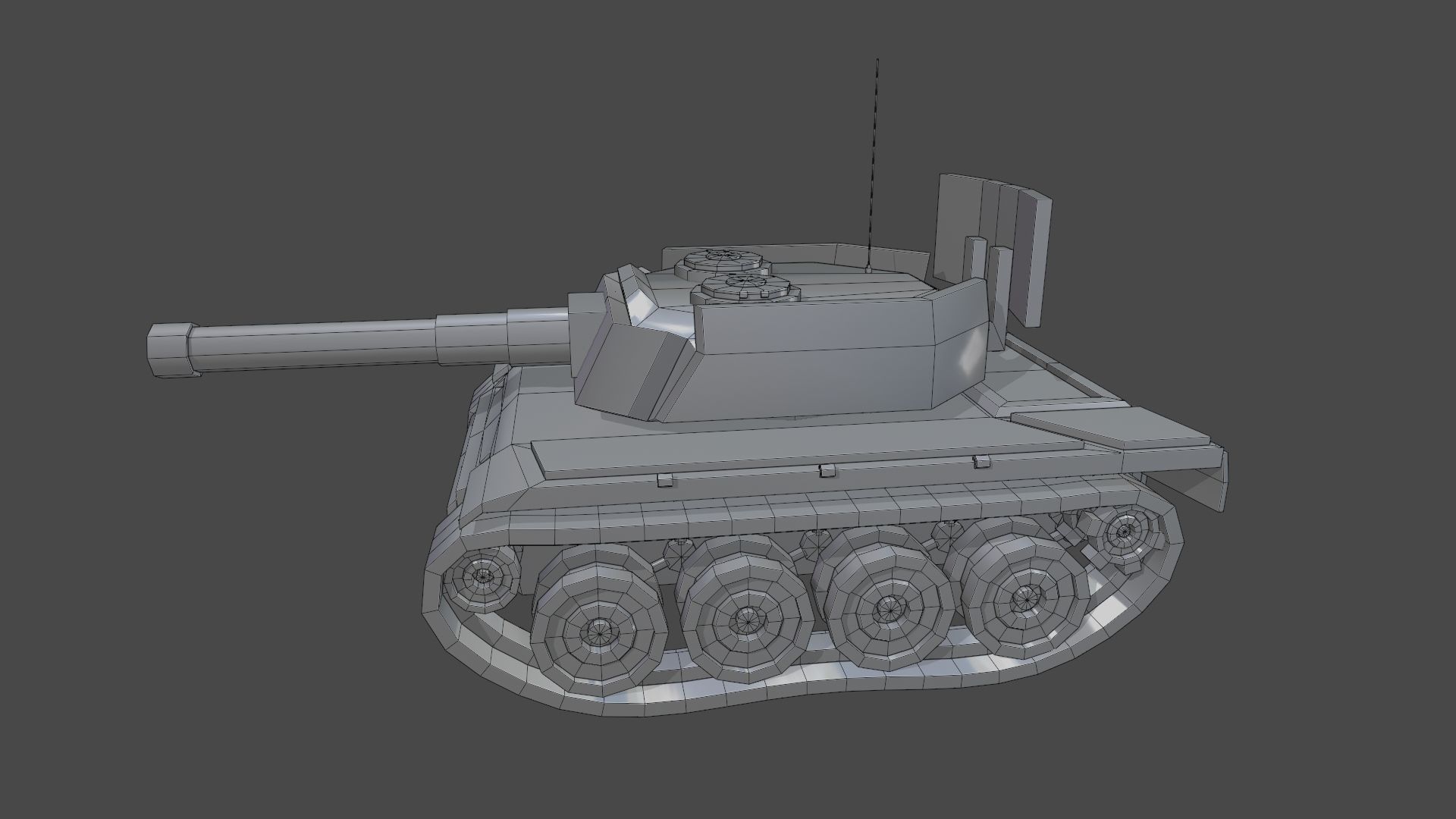 Simple Stylized Tank Low-poly 3D model_10