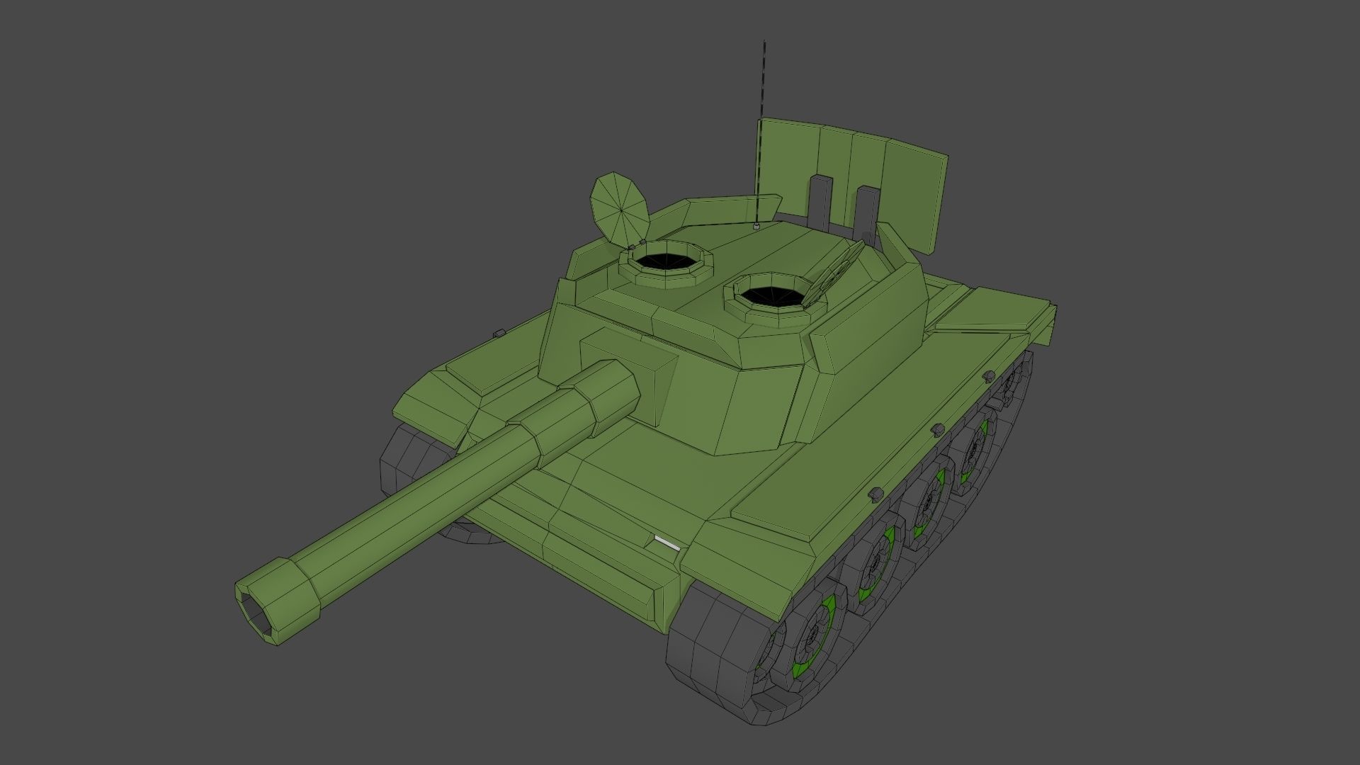 Simple Stylized Tank Low-poly 3D model_18