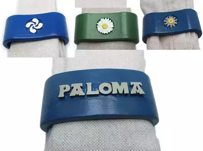 PALOMA 3D Napkin Ring with back motif 3D print model