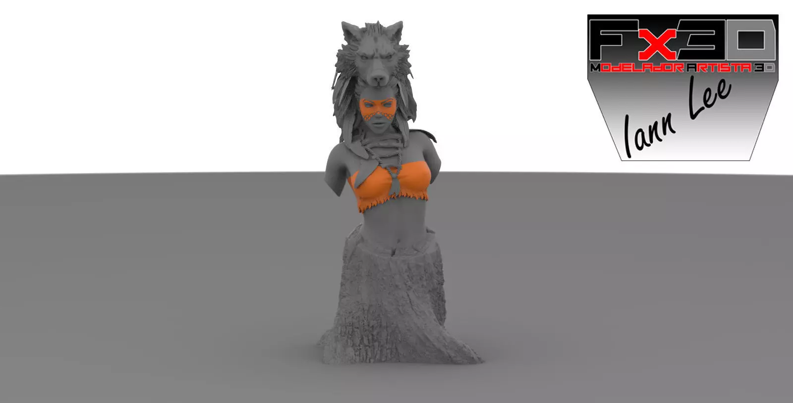 BUSTO MUJER LOBO INDIGENA BUST WOLF WOMAN AMERINDIAN ADORNO 3D print model
