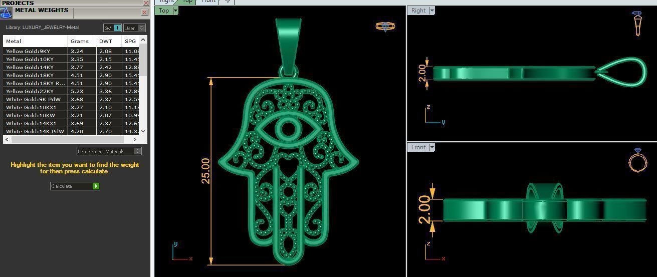 Hamsa Pendent 3d Model 3D print model_6