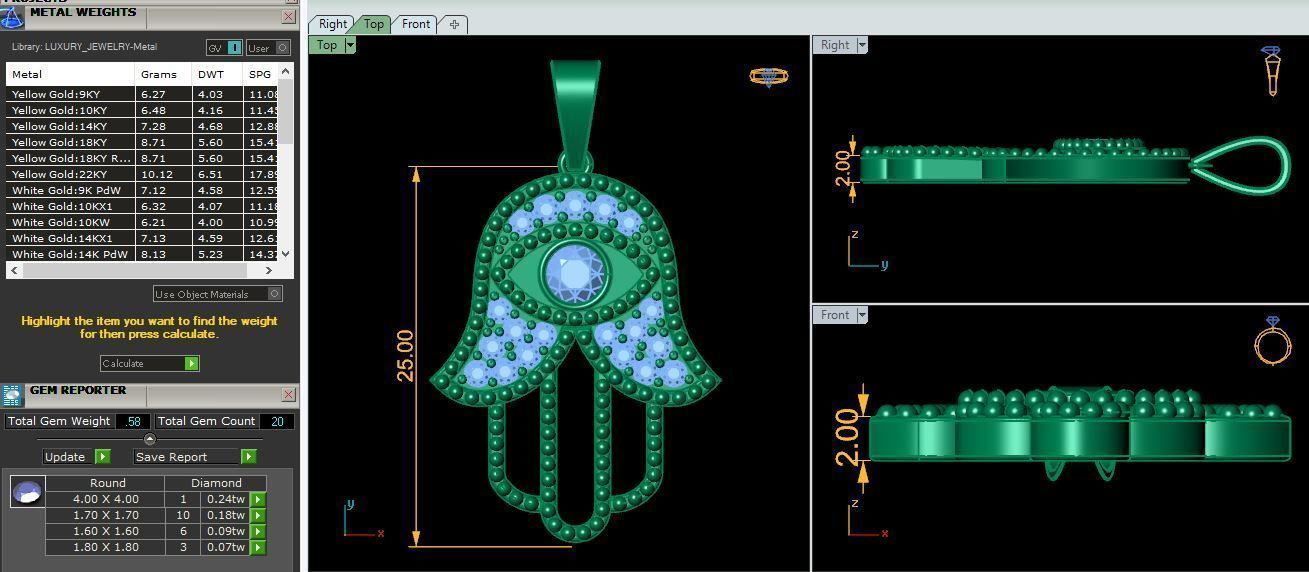 Hamsa Pendent 3d Model 3D print model_6