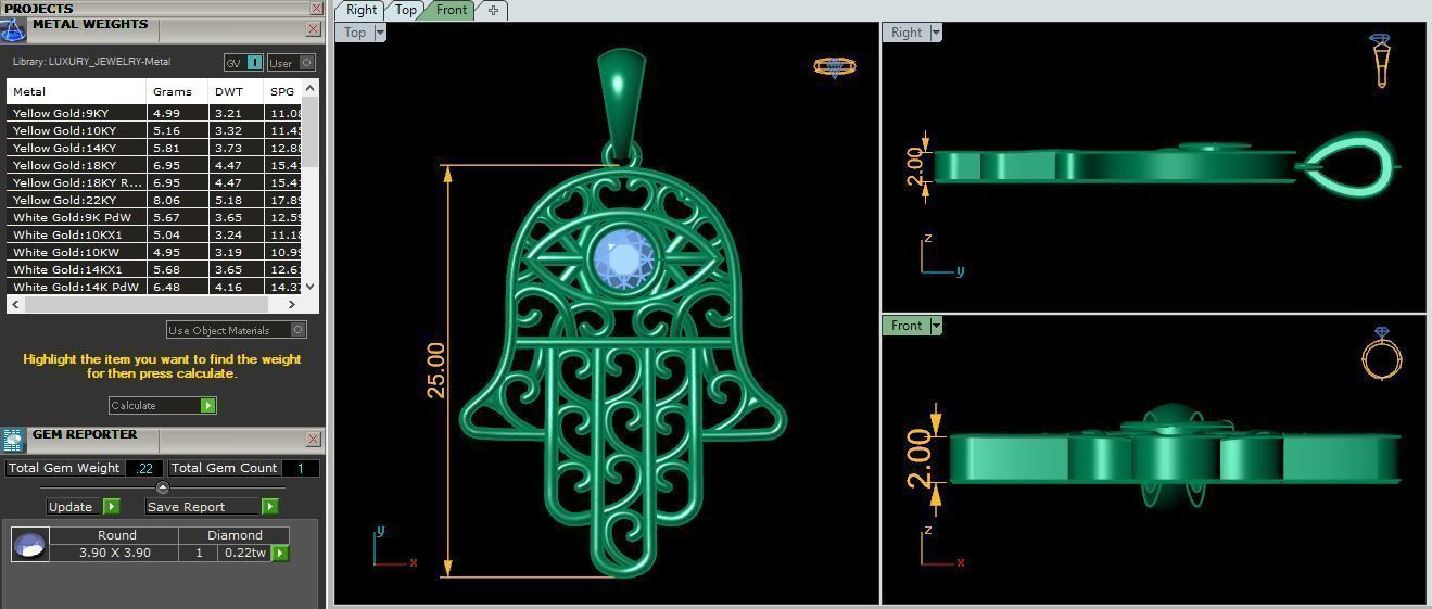 Hamsa Pendent 3d Model And Render  3D print model_6