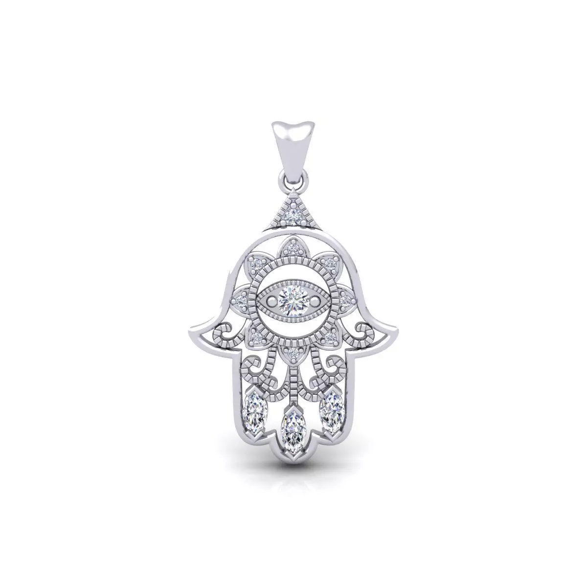 Hamsa Pendent 3d Model and Render  3D print model_0