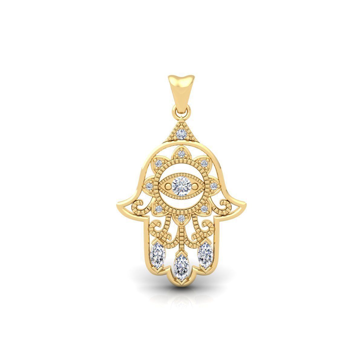 Hamsa Pendent 3d Model and Render  3D print model_2