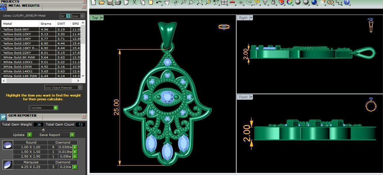 Hamsa Pendent 3d Model and Render  3D print model_6