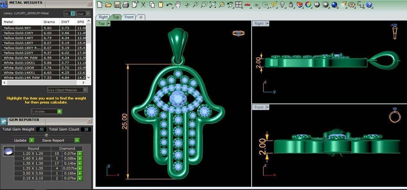 Hamsa Pendent 3d Model And Render  3D print model_6