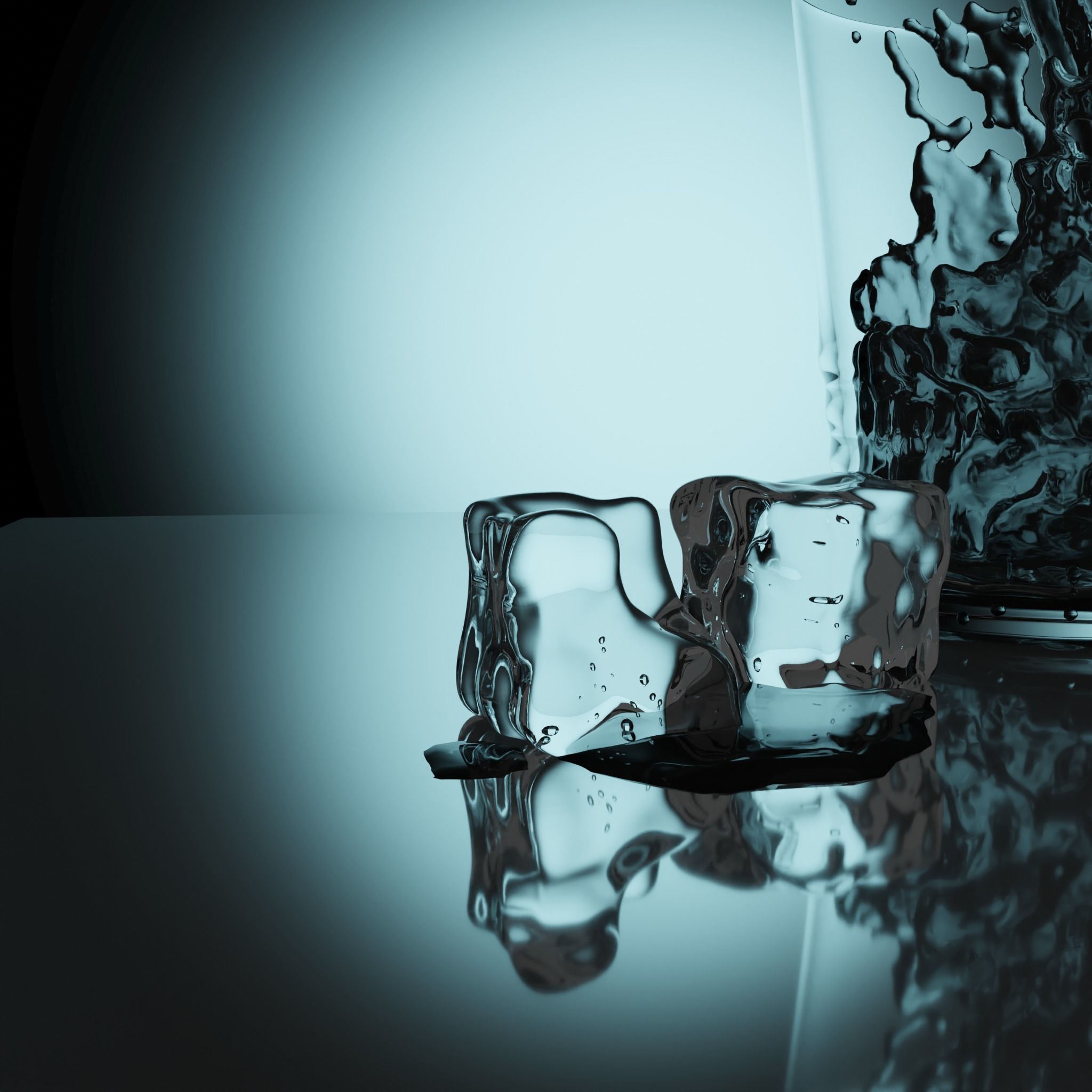 Water drink advertisement with icecubes 3D model_1