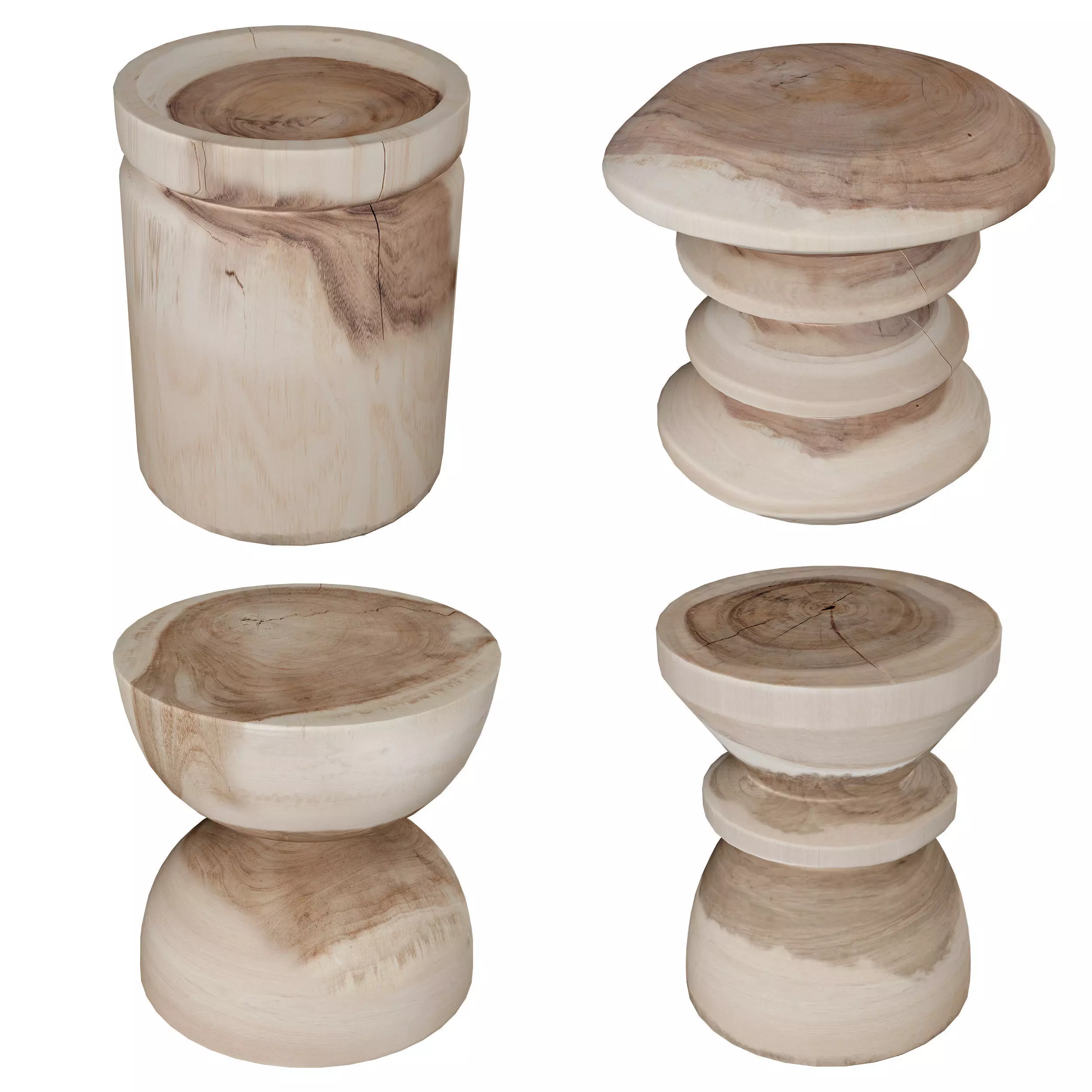 Stools and table Natural Uniqwa 3D model_0