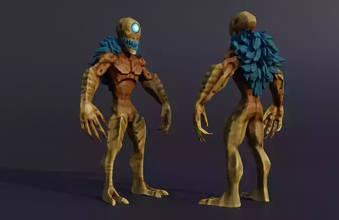 Low Poly Monster alien creature with eyes