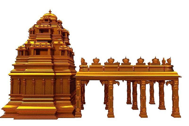 Hindu temple Low-poly 3D model_5