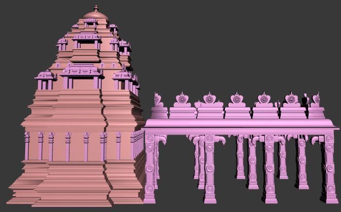Hindu temple Low-poly 3D model_9