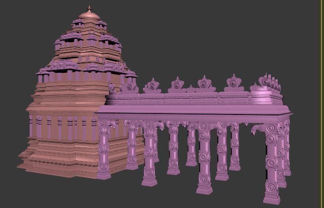 Hindu temple Low-poly 3D model_8
