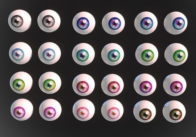 12 eyeballs pair pack Low-poly 3D model