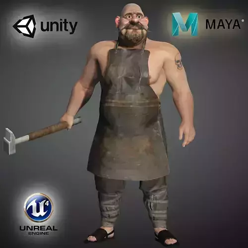 Blacksmith High quality character full Rigged and Animated  3D model