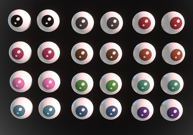 12 eyeballs pair pack Low-poly 3D model