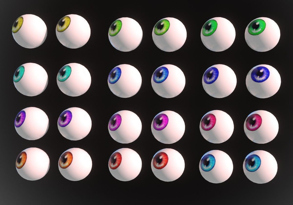 12 eyeballs pair pack  Low-poly 3D model_3