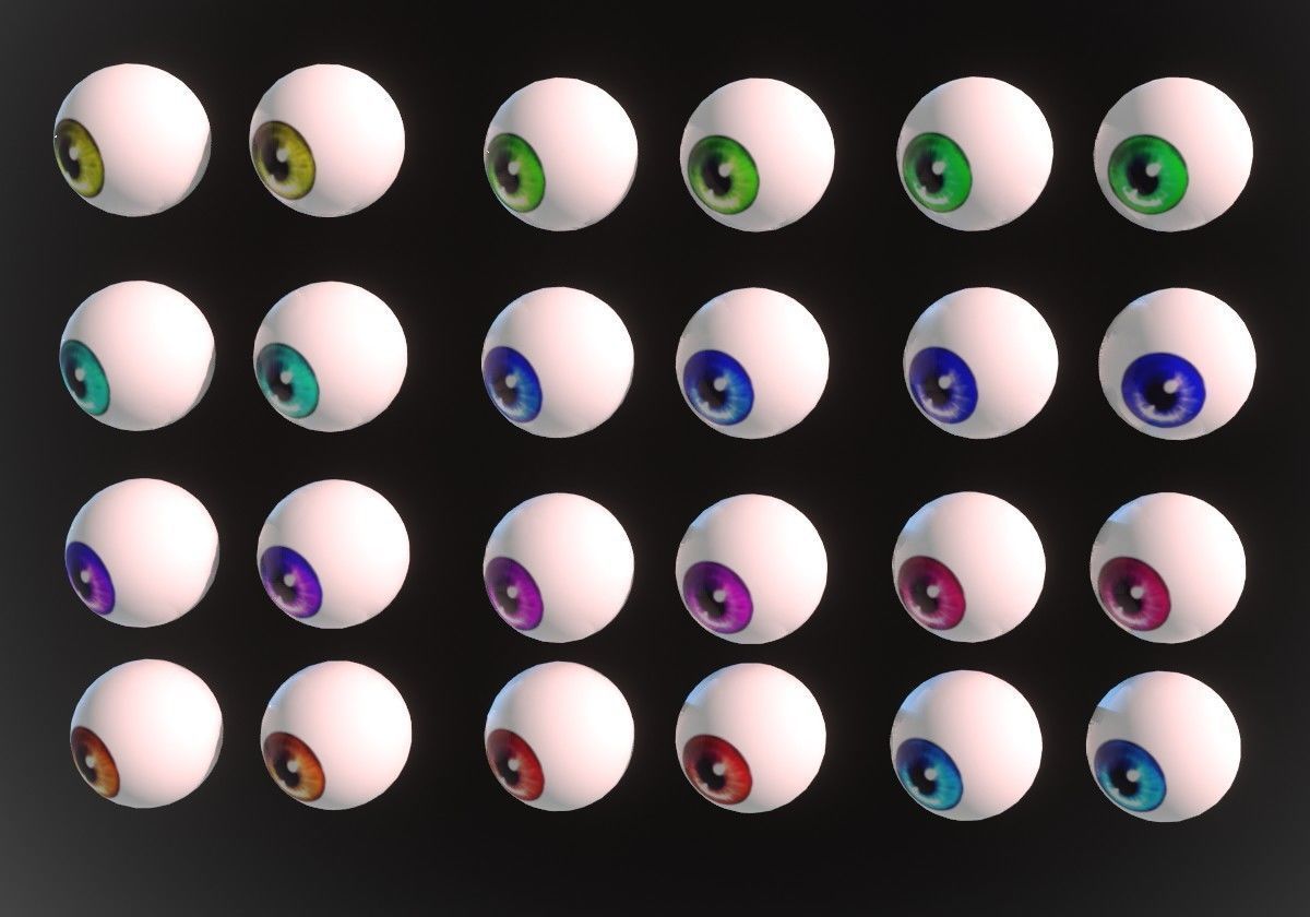 12 eyeballs pair pack  Low-poly 3D model_4