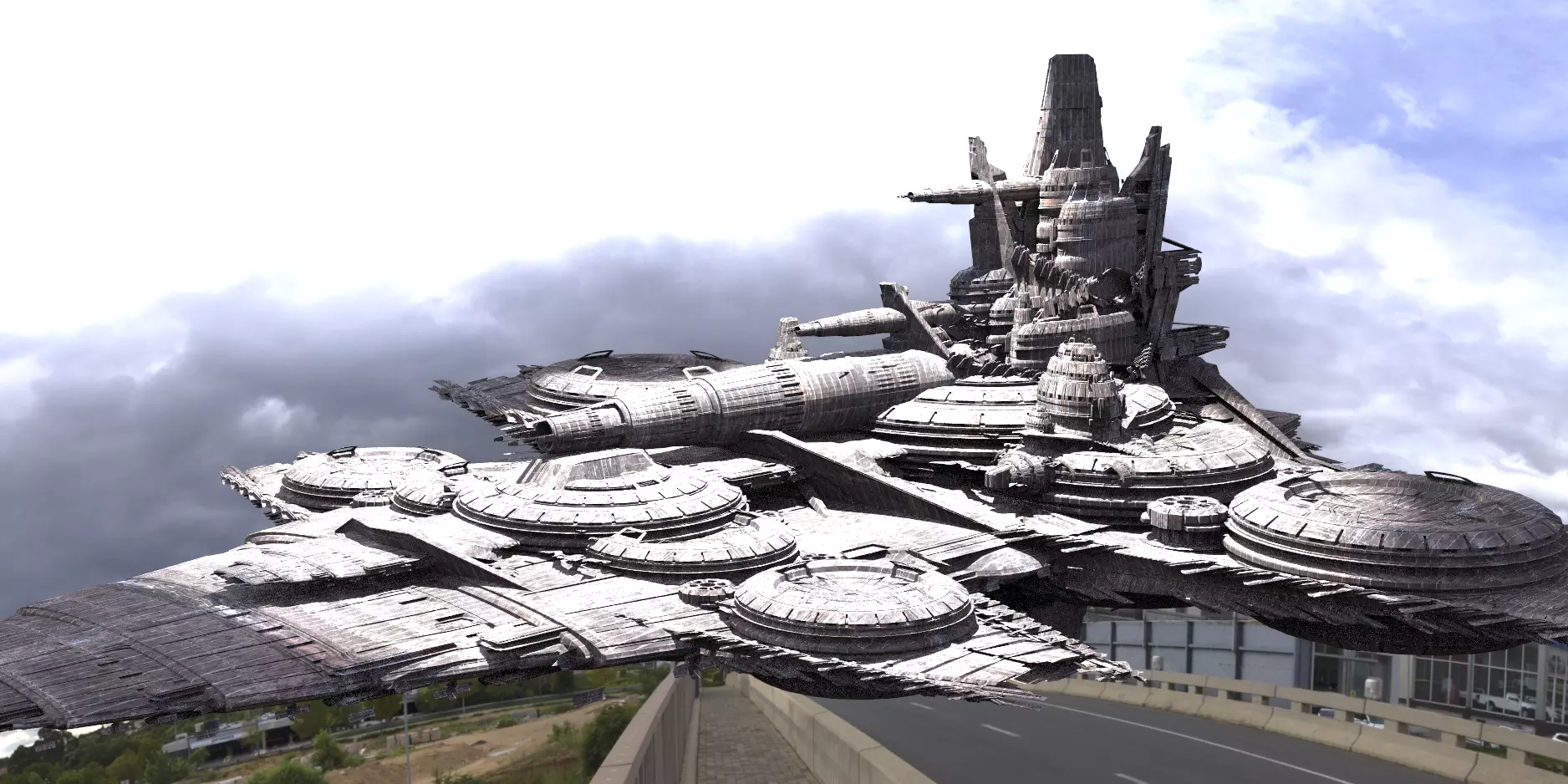 Battle star Base Kitbash 3D model_0