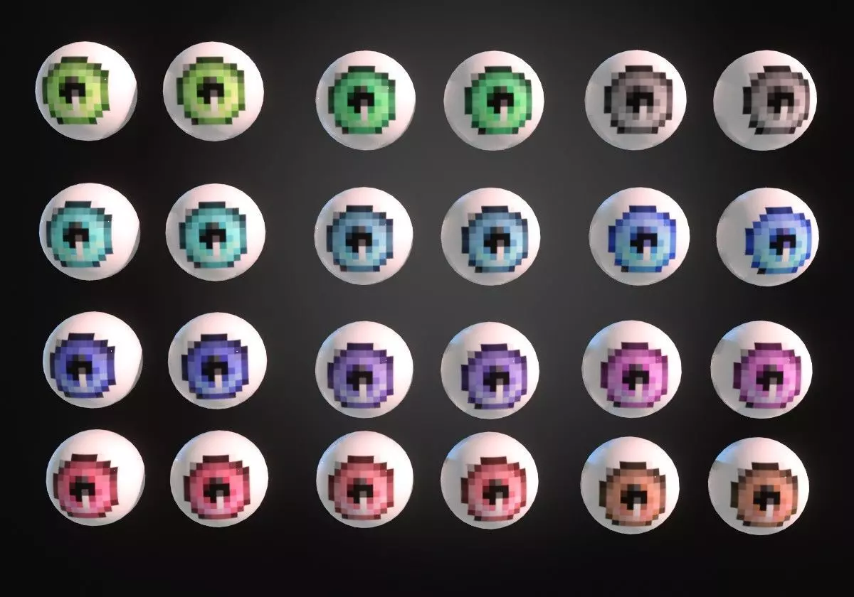 12 eyeballs pair pack pixels Low-poly 3D model_0