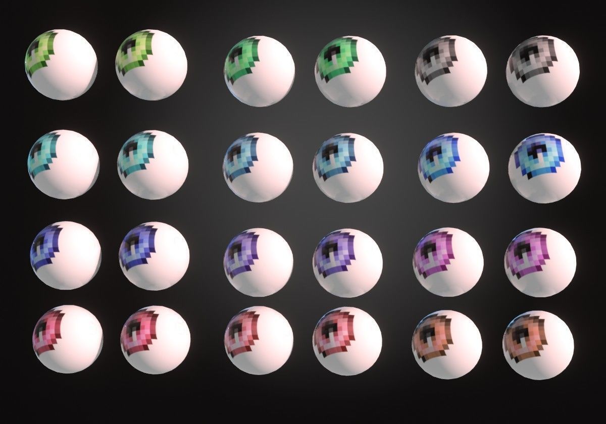 12 eyeballs pair pack pixels Low-poly 3D model_3