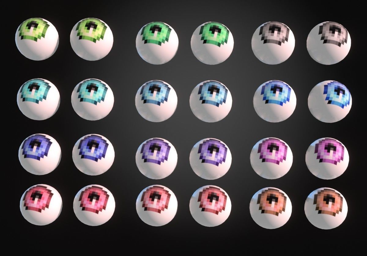 12 eyeballs pair pack pixels Low-poly 3D model_6