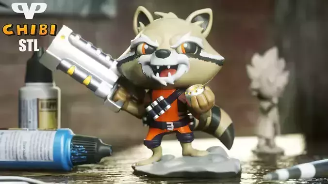 Rocket Raccoon Chibi STL for 3D Printing ChibiSTL 3DXM