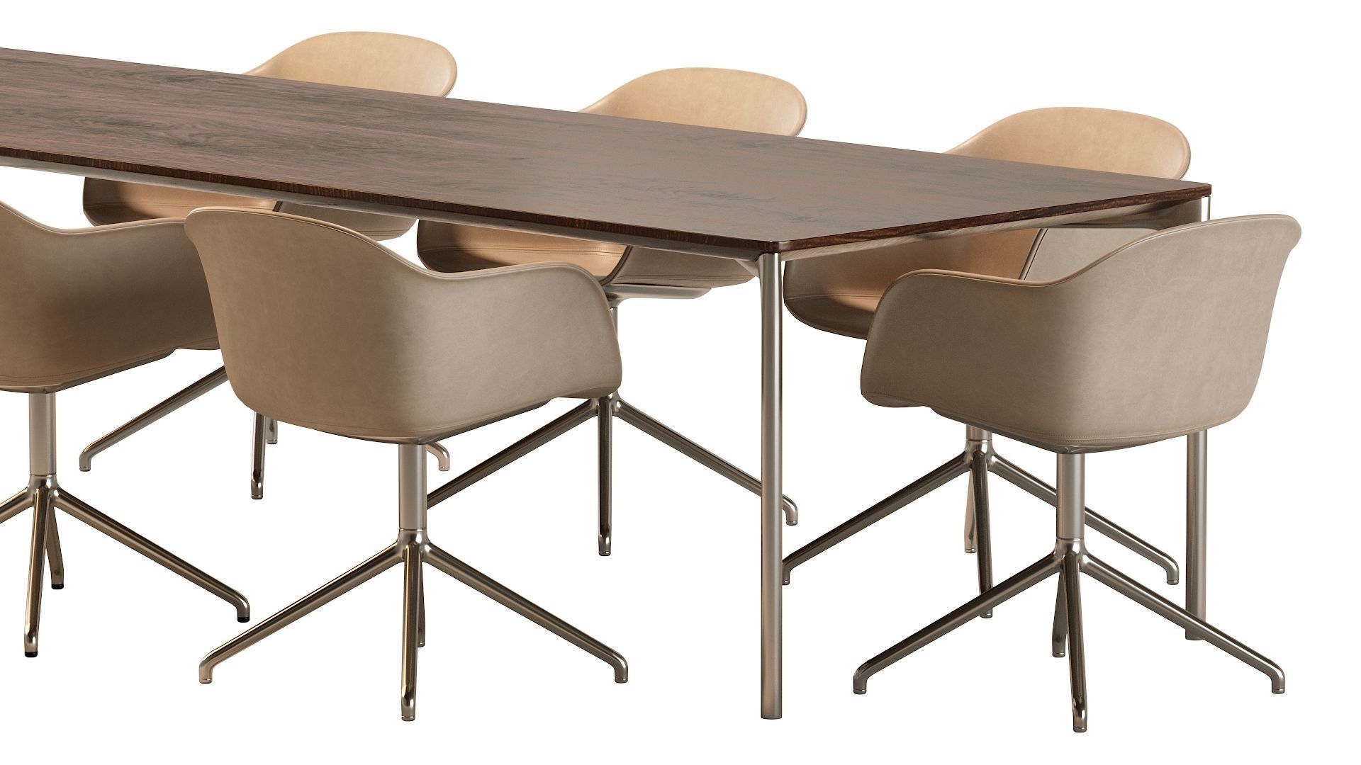 Plano Table and Fiber Armchair 3D model_9