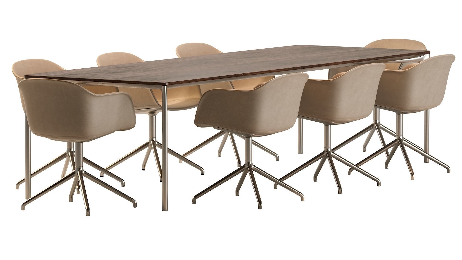 Plano Table and Fiber Armchair 3D model_3