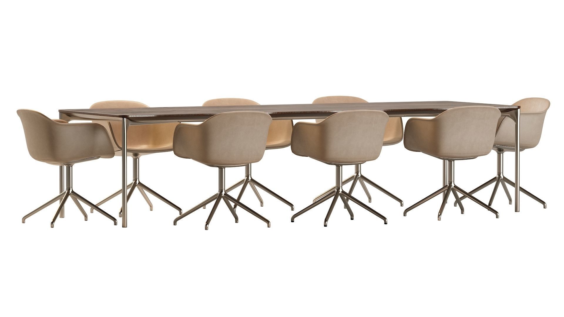 Plano Table and Fiber Armchair 3D model_7