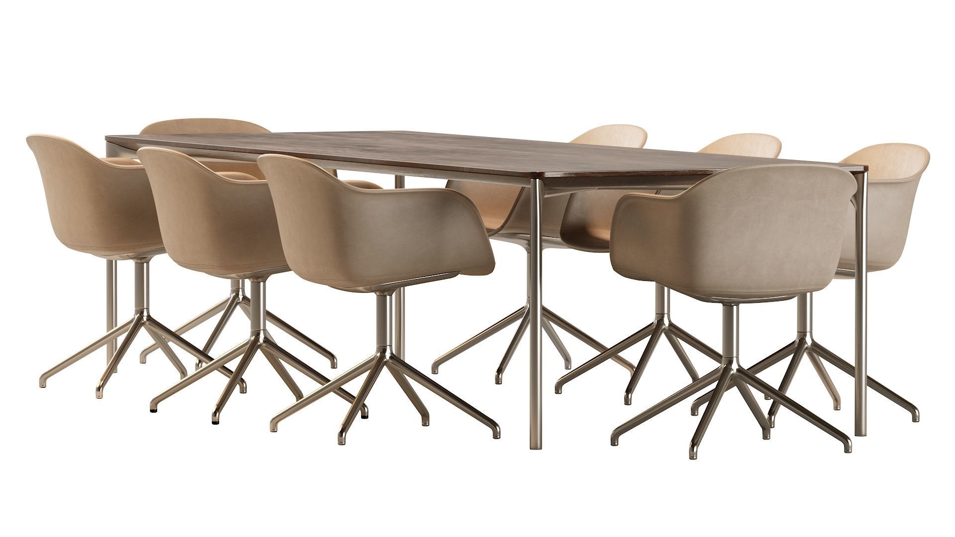 Plano Table and Fiber Armchair 3D model_1