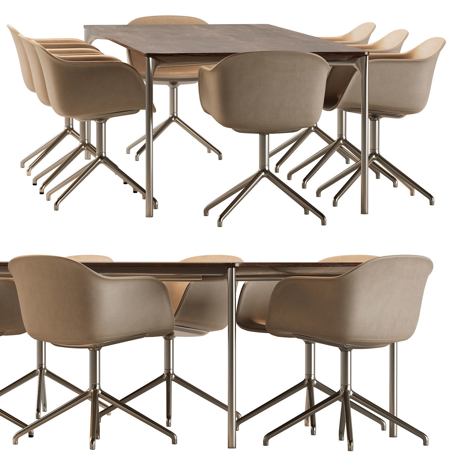 Plano Table and Fiber Armchair 3D model_18