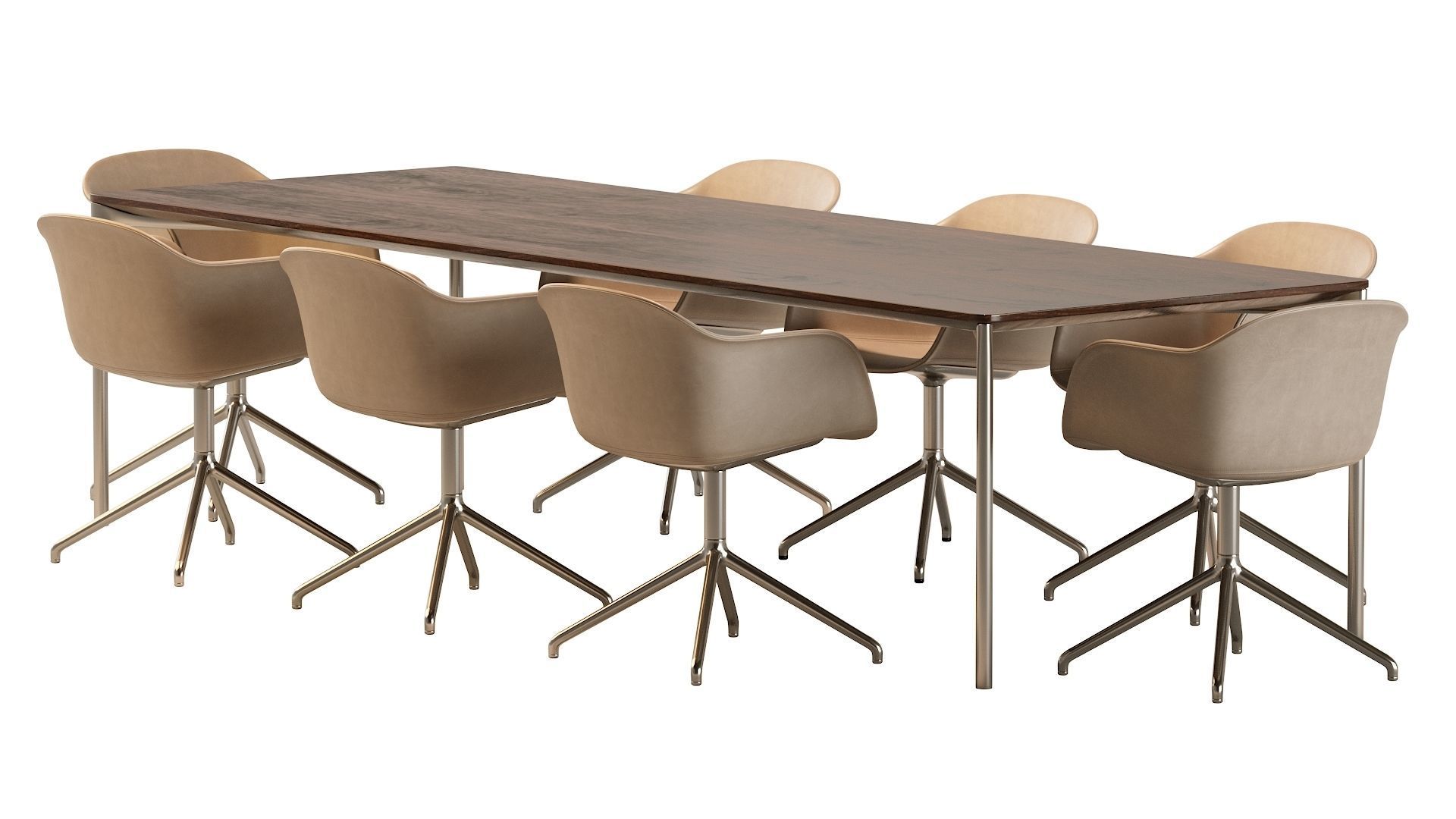 Plano Table and Fiber Armchair 3D model_5