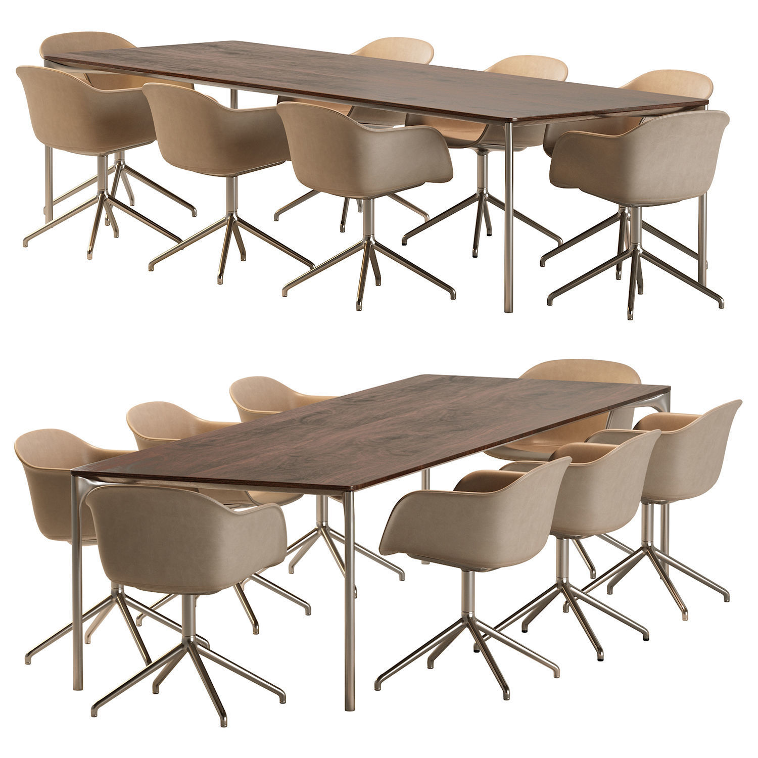 Plano Table and Fiber Armchair 3D model_19
