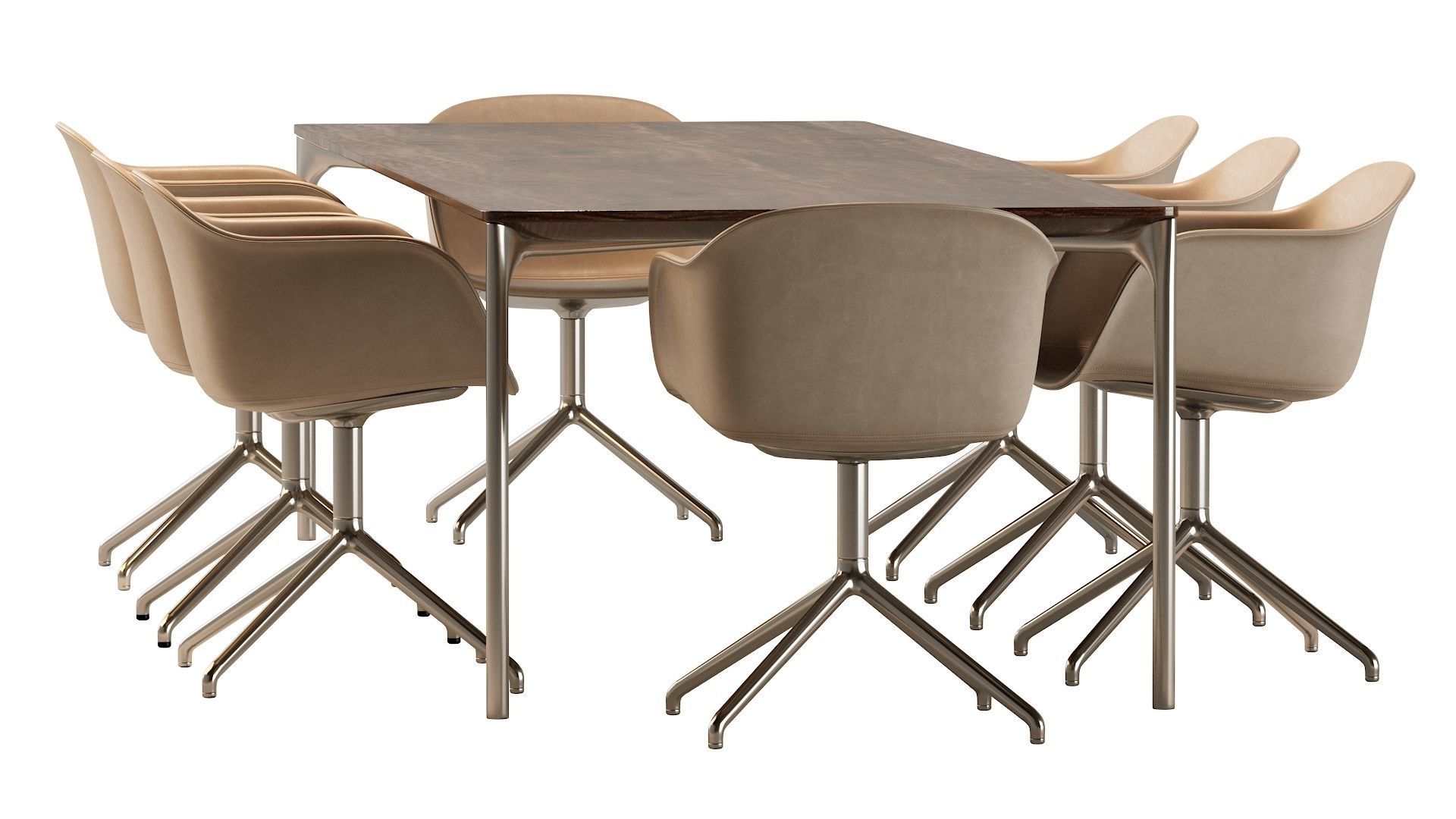 Plano Table and Fiber Armchair 3D model_2