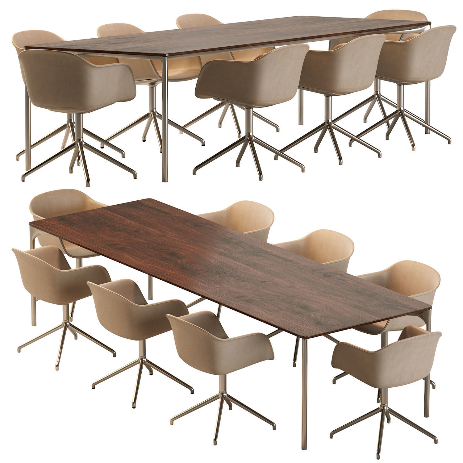 Plano Table and Fiber Armchair 3D model_20