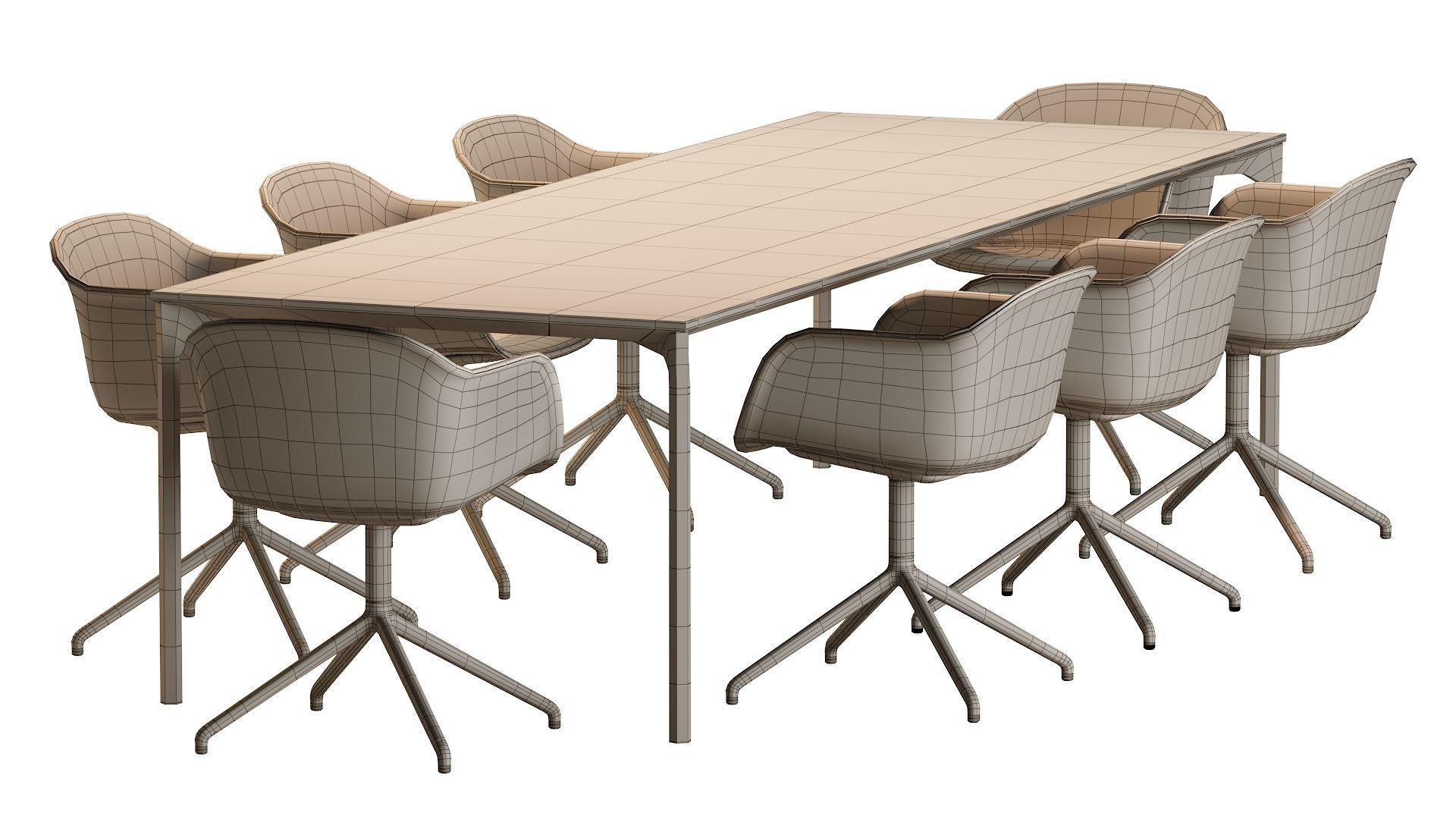Plano Table and Fiber Armchair 3D model_15